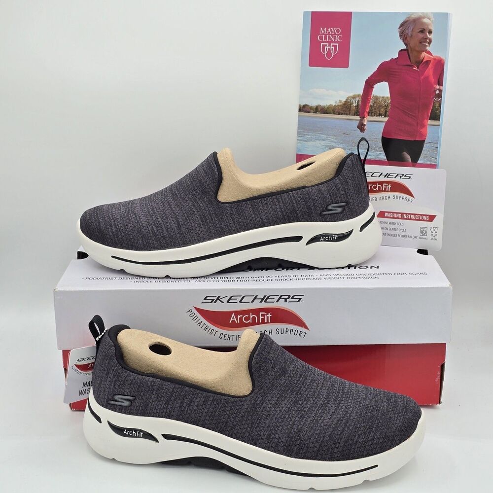 Skechers Go Walk Arch Fit Jersey Slip On Walking Shoes BKW 7.5 Wide Women’s